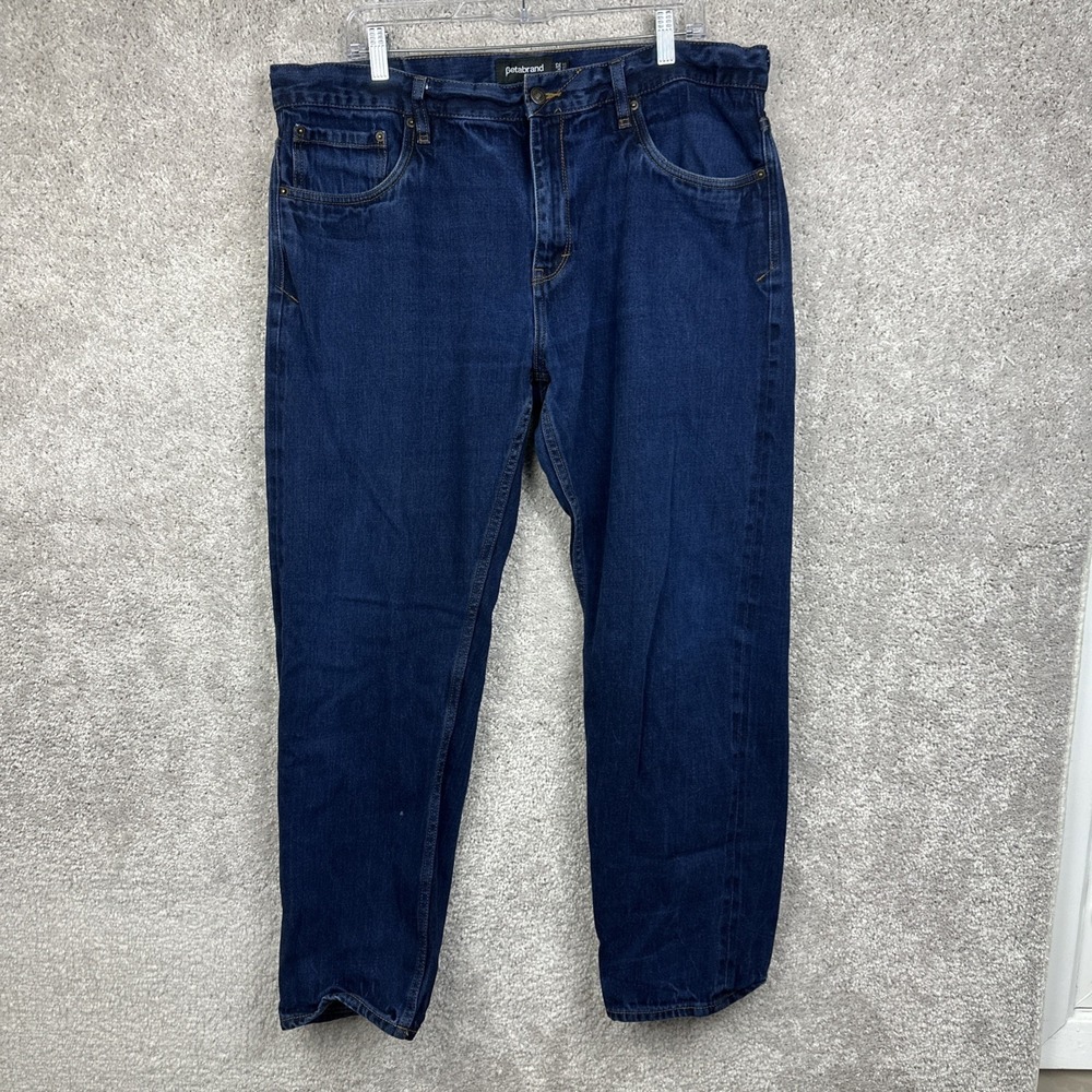 Betabrand Jeans Mens 38x32 Straight Leg Regular Fit Dark Wash Denim Blue